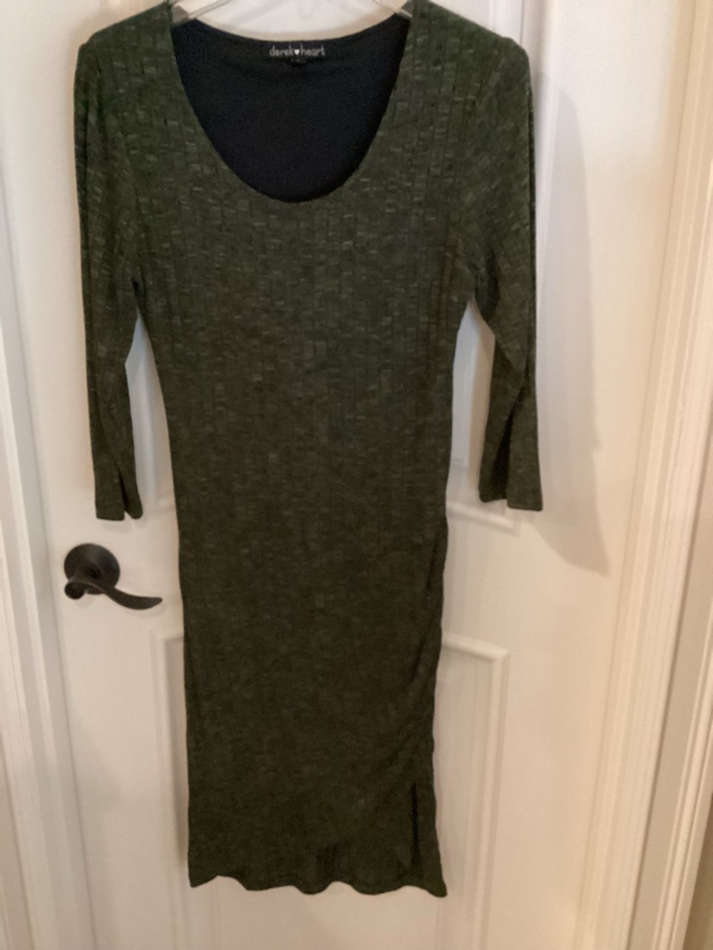 Derek Heart Olive Ribbed Scoop Neck Midi Dress